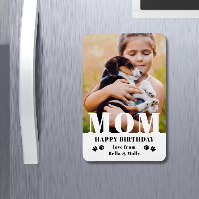 Imán Foto personalizada moderna de Dog Mom Happy Birthd (Subido por el creador)
