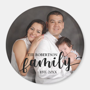 Imán Foto personalizada, nombre de la familia y año imá
