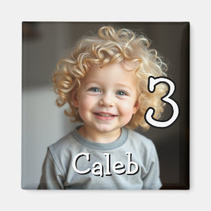 Imán Foto personalizada, nombre y edad Refrigerador