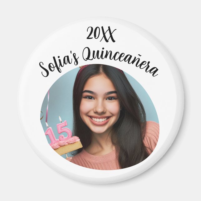 Imán Foto personalizada Quinceañera Cumpleaños Keepsake (Frente)