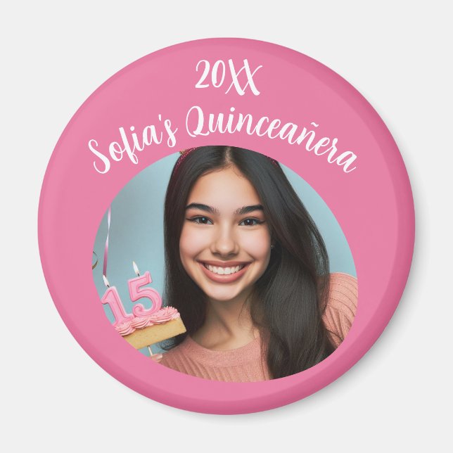 Imán Foto personalizada Quinceañera Cumpleaños Keepsake (Frente)