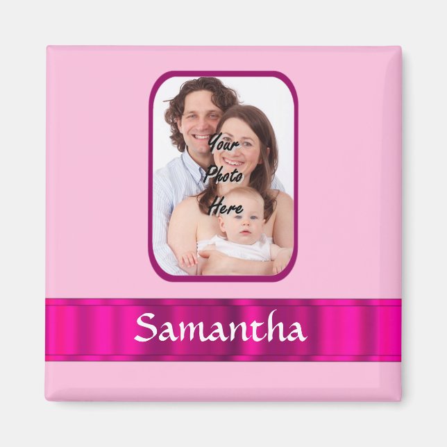 Imán Foto personalizada rosa (Frente)