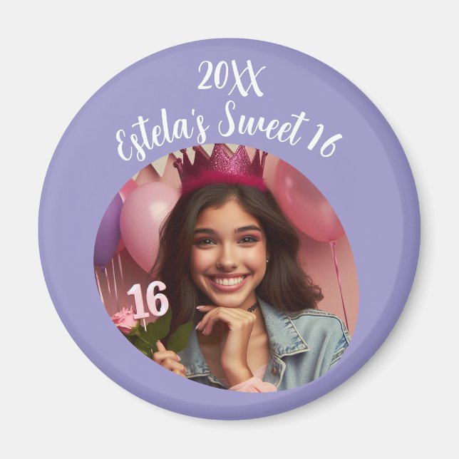 Imán Foto personalizada Sweet 16th Birthday Keepsake (Frente)