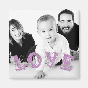 Imán Foto personalizado con superposición de letras de