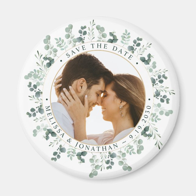 Imán Foto personalizado Eucalyptus Wedding Save The Dat (Frente)