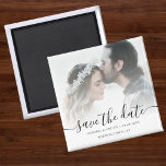 Imán Foto personalizado Guardar el Boda de fechas<br><div class="desc">Foto personalizado "guardar la fecha" imán boda con sobreposición blanca.</div>