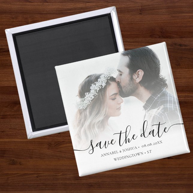 Imán Foto personalizado Guardar el Boda de fechas (Save the Date Wedding Photo Magnet)