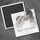 Imán Foto personalizado Guardar el Boda de fechas<br><div class="desc">Foto personalizado "guardar la fecha" imán boda con sobreposición blanca.</div>