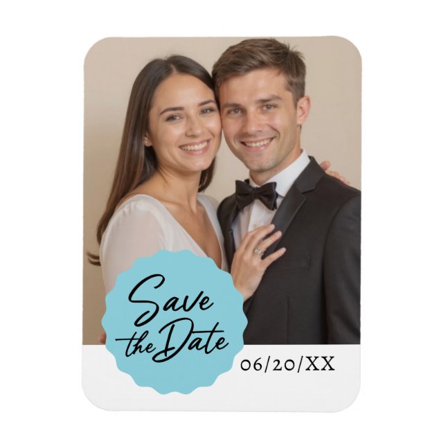 Imán Foto personalizado Guardar Emblema De Guión Modern (Vertical)
