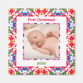 Imán Foto personalizado Jolly Happy Baby's First Christ
