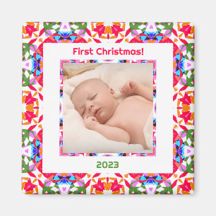 Imán Foto personalizado Jolly Happy Baby's First Christ