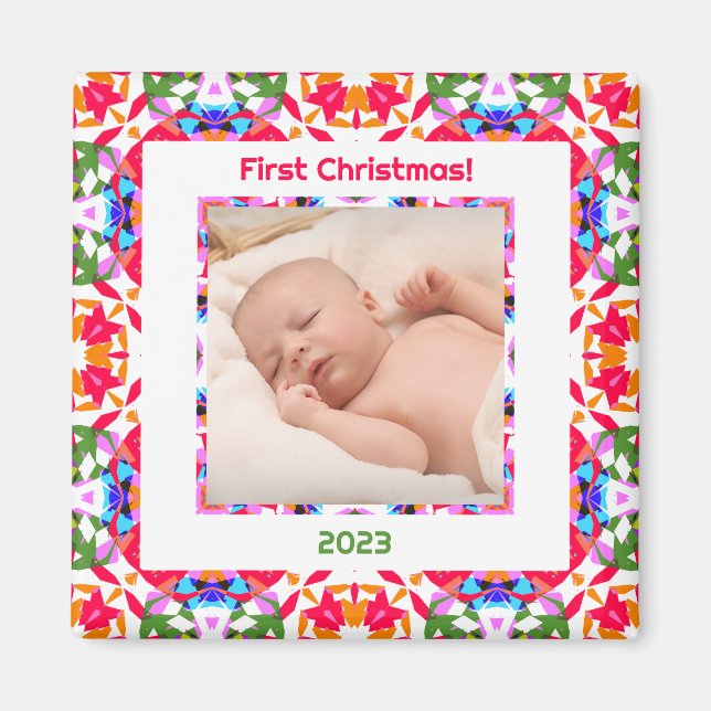 Imán Foto personalizado Jolly Happy Baby's First Christ (Frente)
