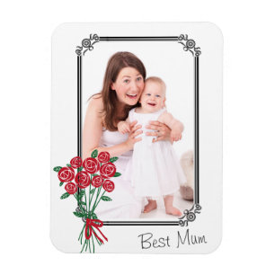 Imán Foto personalizado Mejor Mamá Rose Bouquet