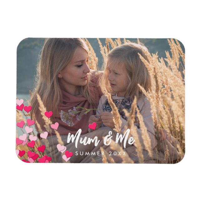 Imán Foto personalizado Moderna Escribiendo Corazones R (Horizontal)