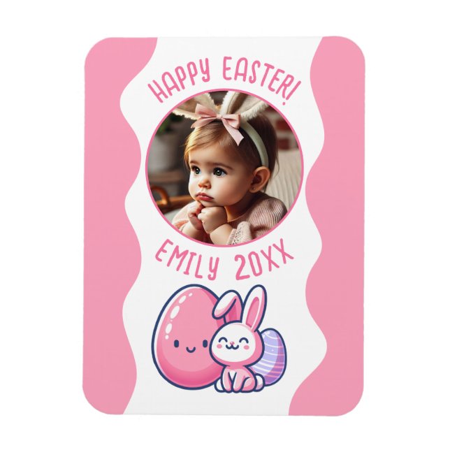 Imán Foto personalizado Pink Easter Baby Keepsake (Vertical)