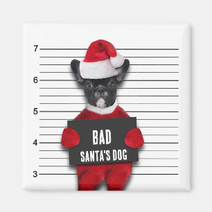 Imán Foto policial de Perro de Papá Noel Malo Divertida