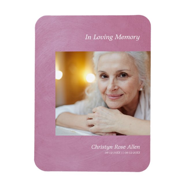 Imán Foto Querida: Recuerde el efecto metálico de Mauve (Vertical)