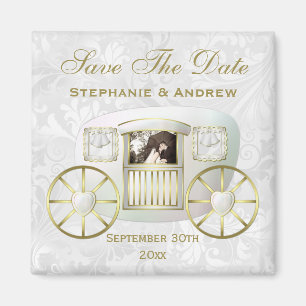 Imán Foto Romántica Carruaje de Boda Save the Date