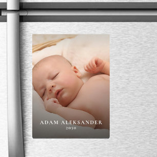 Imán Foto Simple Bebe Recién Nacido Texto Personalizado