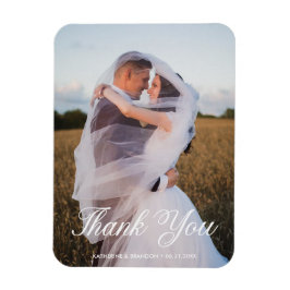 Imán Foto simple Boda Añadir nombre y fecha Gracias