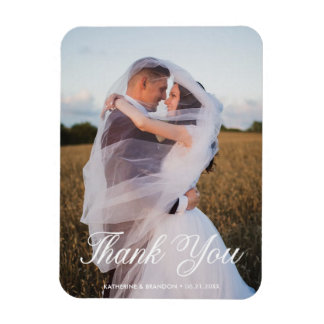 Imán Foto simple Boda Añadir nombre y fecha Gracias