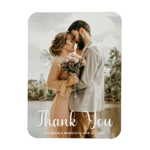 Imán Foto simple Boda Añadir nombres y fecha Gracias