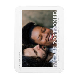 Imán Foto simple Minimalista Nueva fecha pospuesta Boda