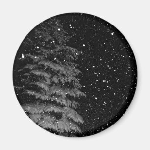 Imán foto única de copos de nieve por la noche