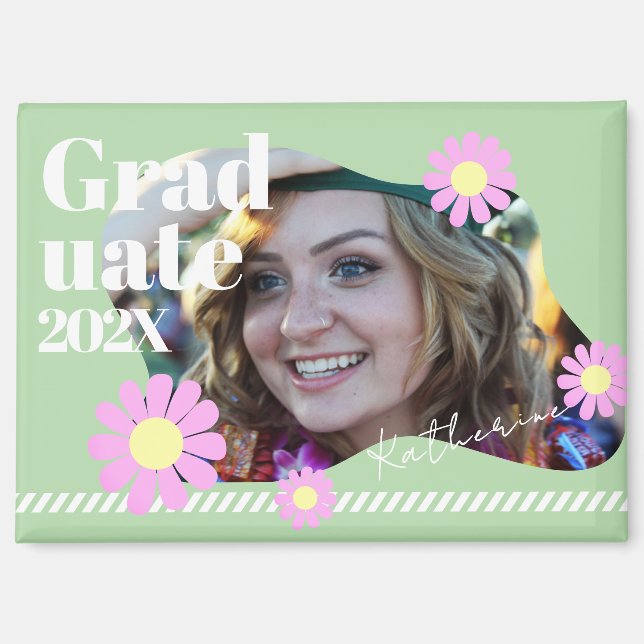 Imán Foto verde de Daisy graduada (Anverso)