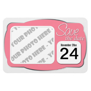 Imán Foto y fecha Rosa "Save the Date" 4x6 Magnet