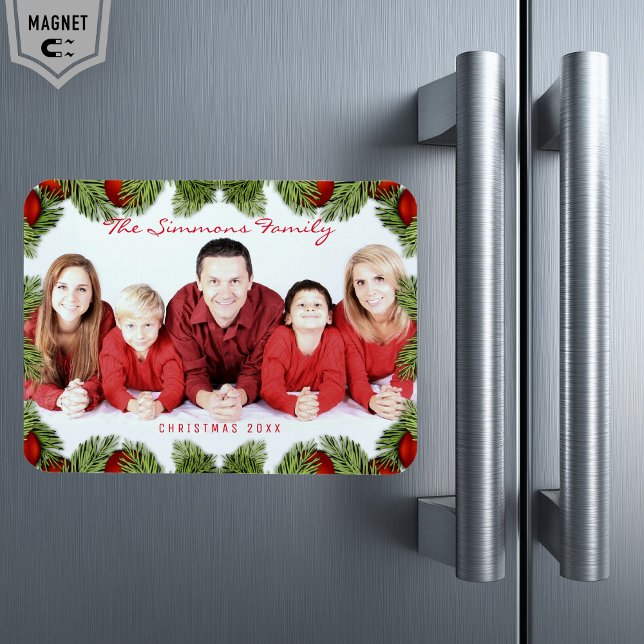 Imán Foto y nombre de familia de Navidades rojos person (Subido por el creador)