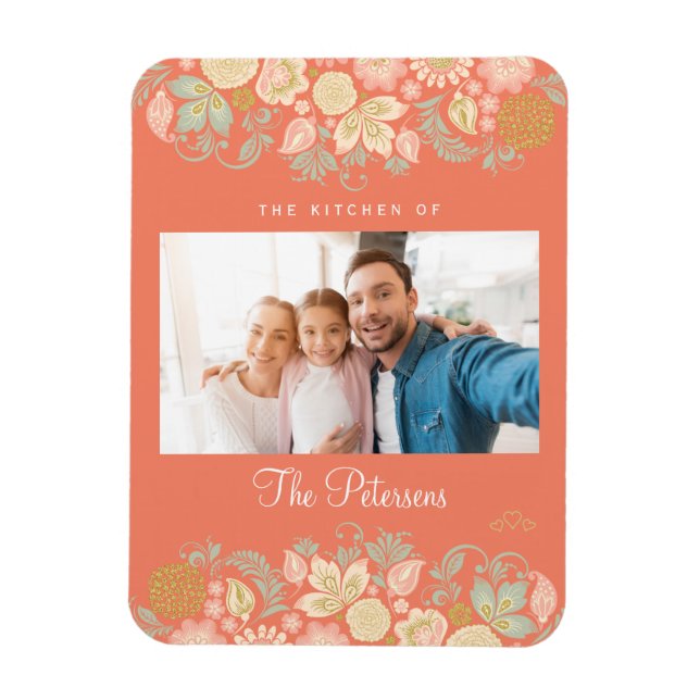 Imán Foto y texto modernos personalizados para la famil (Vertical)