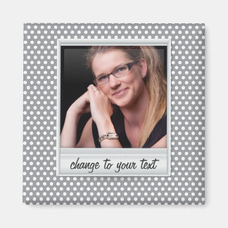 Imán fotoframe en polkadot blanco y gris