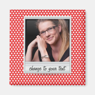 Imán fotoframe en polkadot blanco y rojo