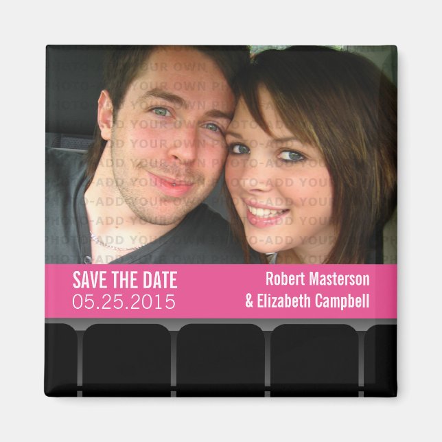 Imán Fotografía de cine Save the Date Magnet, Magenta (Frente)