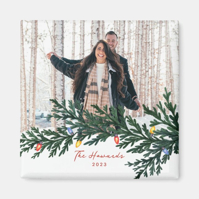 Imán Fotografía de Luces y Verdor de los navidades (Frente)