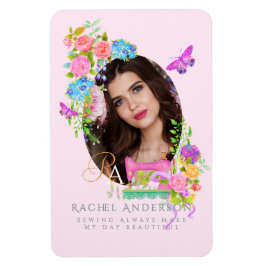 Imán Fotografía de monograma floral de cinta de mascar 