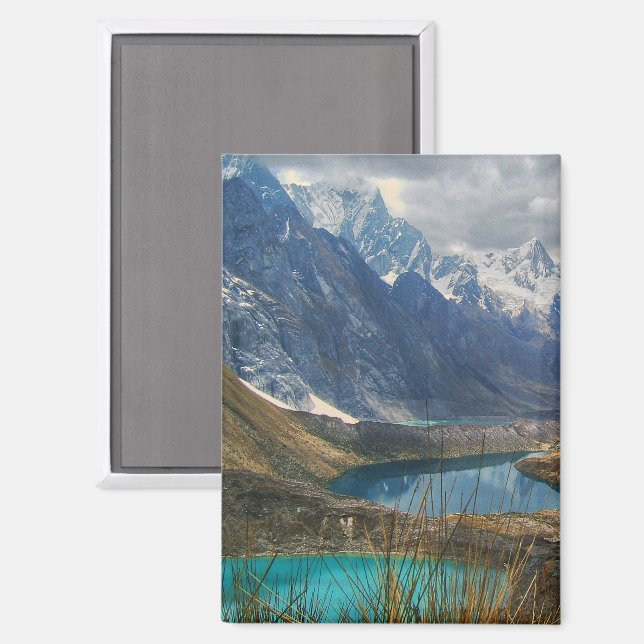 Imán Fotografía de Montañas Alpinas Escénicas (Anverso/Reverso)