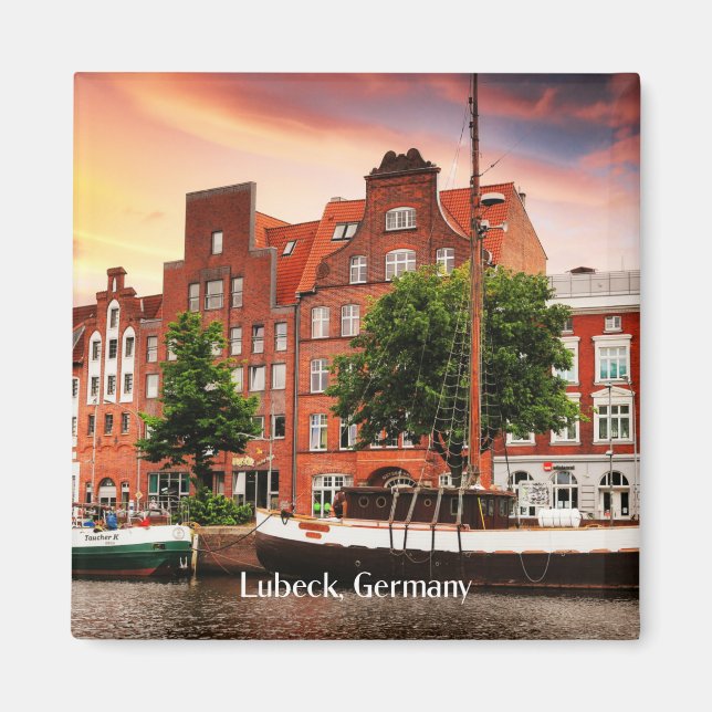 Imán Fotografía de paisajes urbanos de Lubeck Alemania (Frente)
