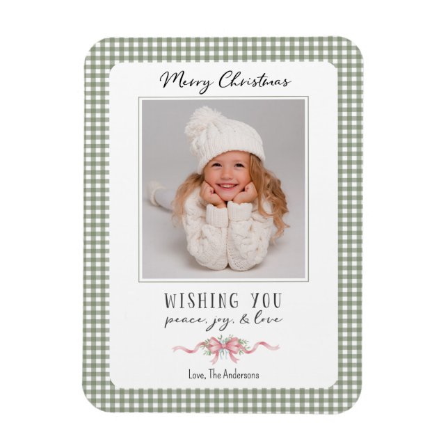 Imán Fotografía de Preppy de Plaid en Green Gingham (Vertical)