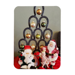 Imán Fotografía del árbol de navidad de herradura Santa