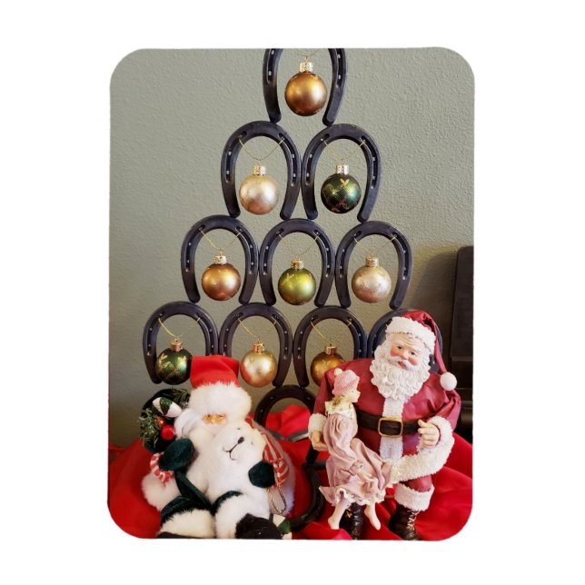 Imán Fotografía del árbol de navidad de herradura Santa (Vertical)