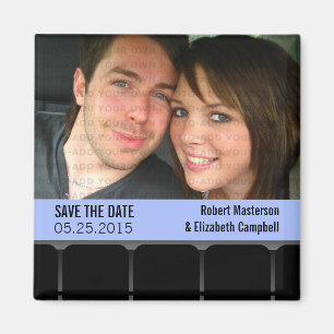 Imán Fotografía del cine Save the Date Magnet, azul