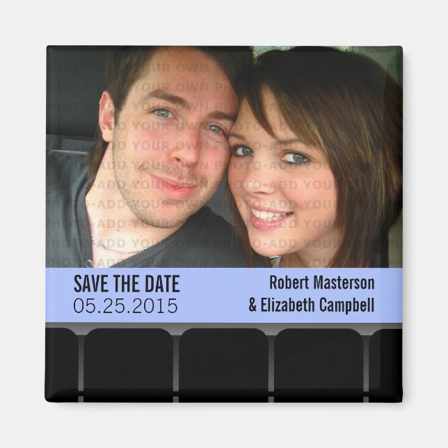 Imán Fotografía del cine Save the Date Magnet, azul (Frente)