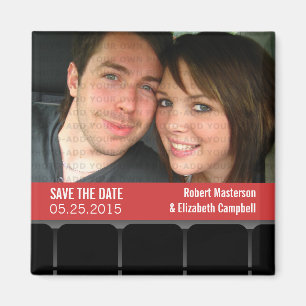 Imán Fotografía del cine Save the Date Magnet, rojo