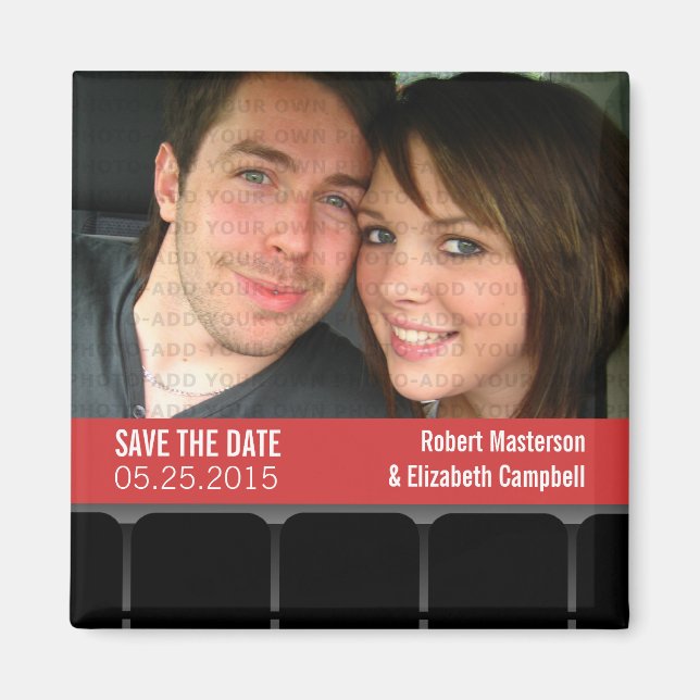 Imán Fotografía del cine Save the Date Magnet, rojo (Frente)
