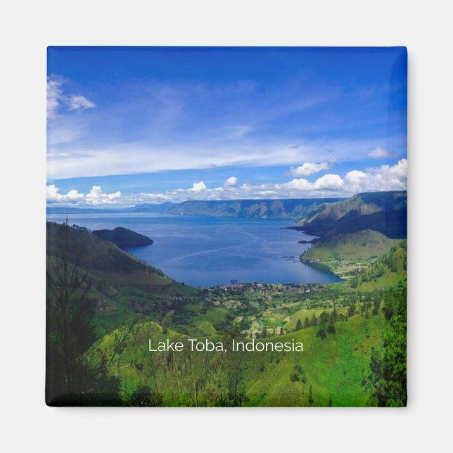 Imán Fotografía escénica del lago Toba, Indonesia (Frente)