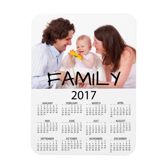Imán Fotografía familiar Perosnalizada 2017 Calendario  (Vertical)