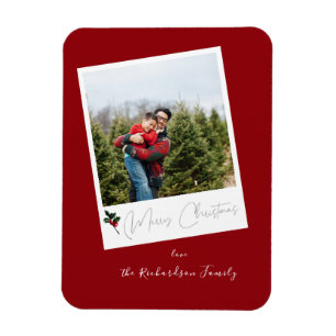 Imán Fotografía instantánea roja Merry Christmas Magn