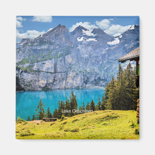 Imán Fotografía panorámica del lago de Oeschinen